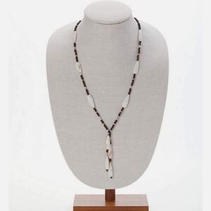 J. Jill Brown and Cream Beaded Y Necklace